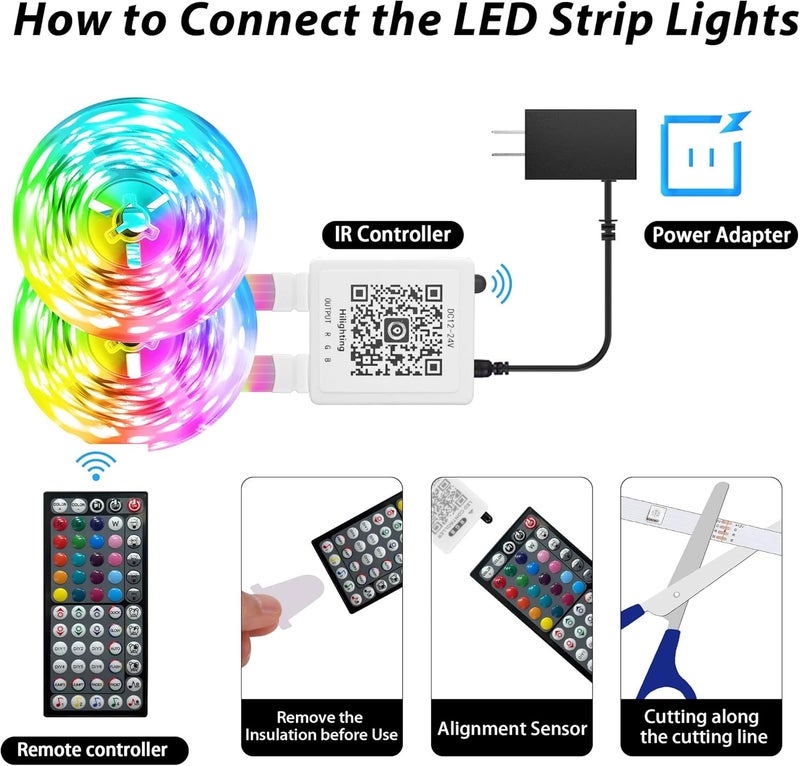 Ledagic LED Strip Lights 150ft (2 * 75FT) for Bedroom - Music Sync Color Changing With Remote and App Control - RGB Cuttable Tape for Home Decor Gaming Accessories - Image 2